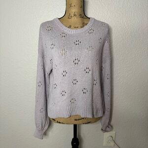 Madewell Floral Pointelle Pullover Sweater Pastel Purple Size S Cotton Grandma